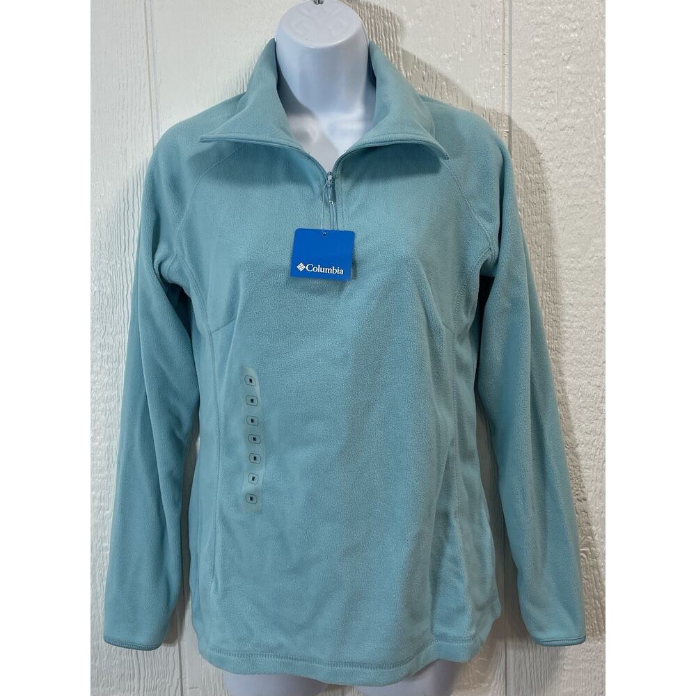 COLUMBIA sweater women's size MEDIUM teal fleece pullover NEW (tt3)